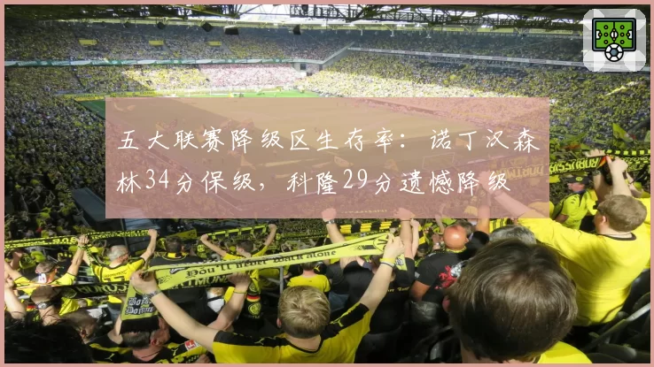 五大联赛降级区生存率：诺丁汉森林34分保级，科隆29分遗憾降级